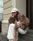 ROVENTE Faux Fur Jacket with Scarf Detail