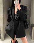0122stepll Blazer Surdimensionné en Similicuir