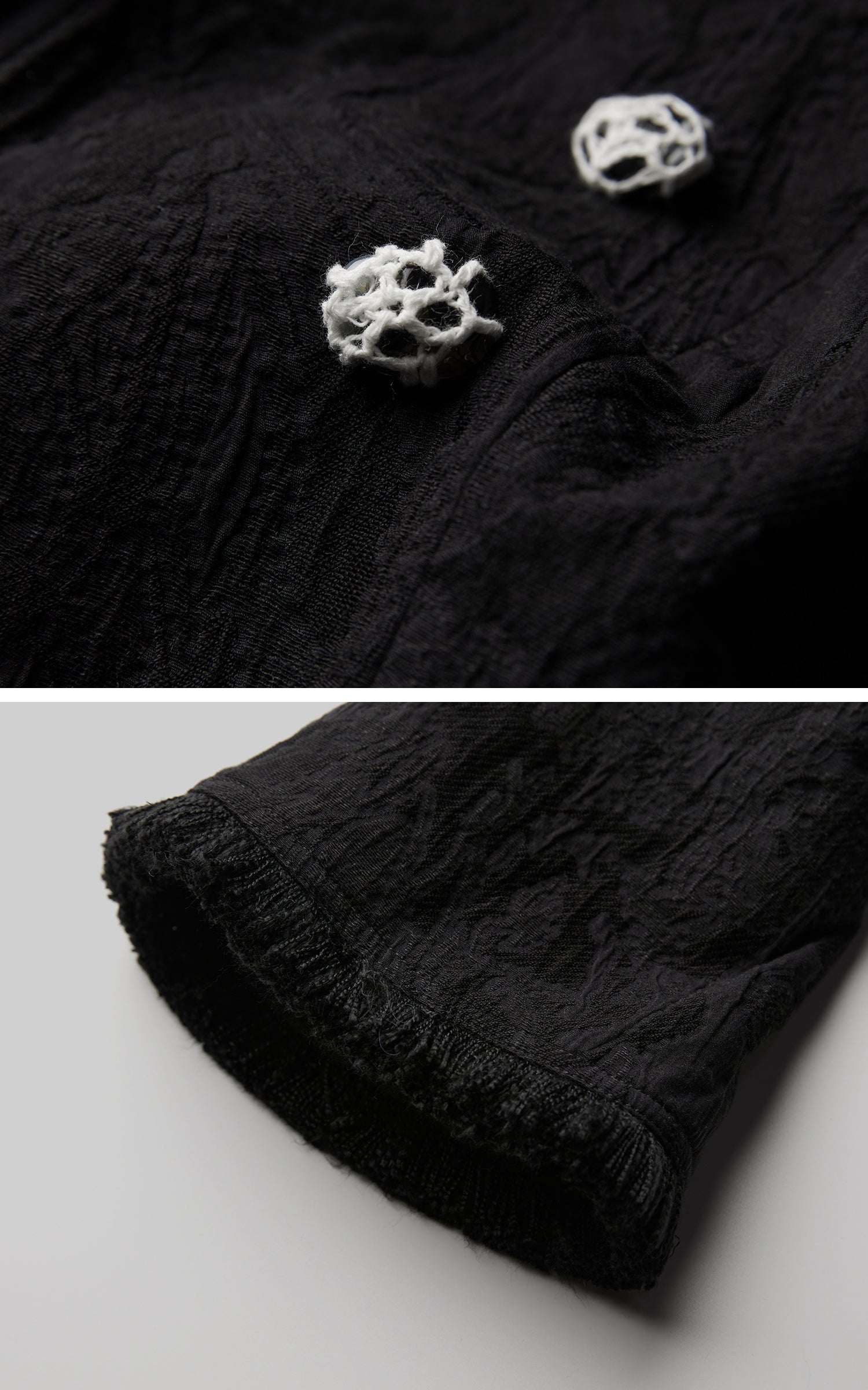 DOINDULGE Structured Textured Blazer with Sculpted Silhouette and Hand-Woven Knot Buttons