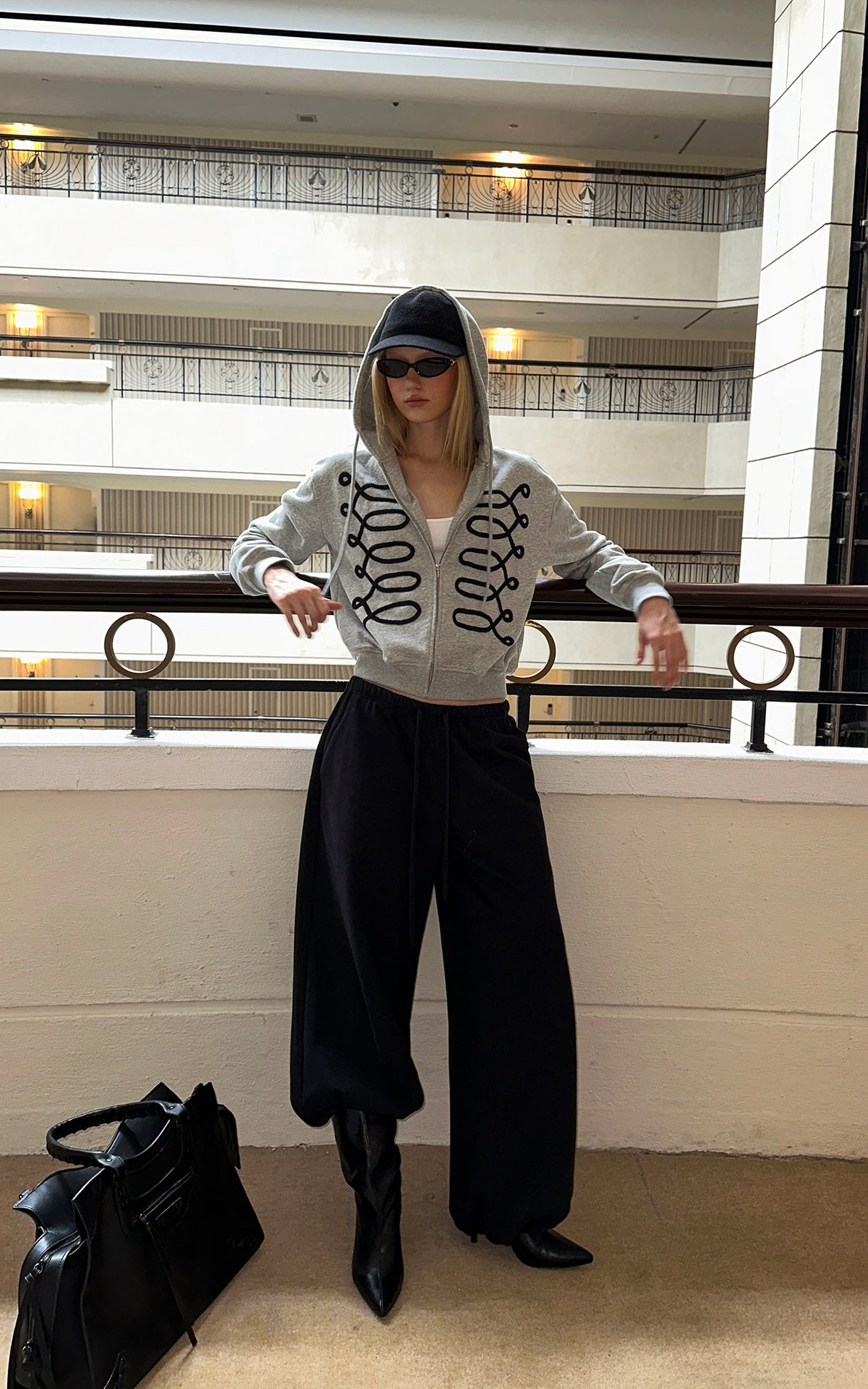 0122stepll Oversized Drawstring Wide-Leg Adjustable Hem Utility Pants