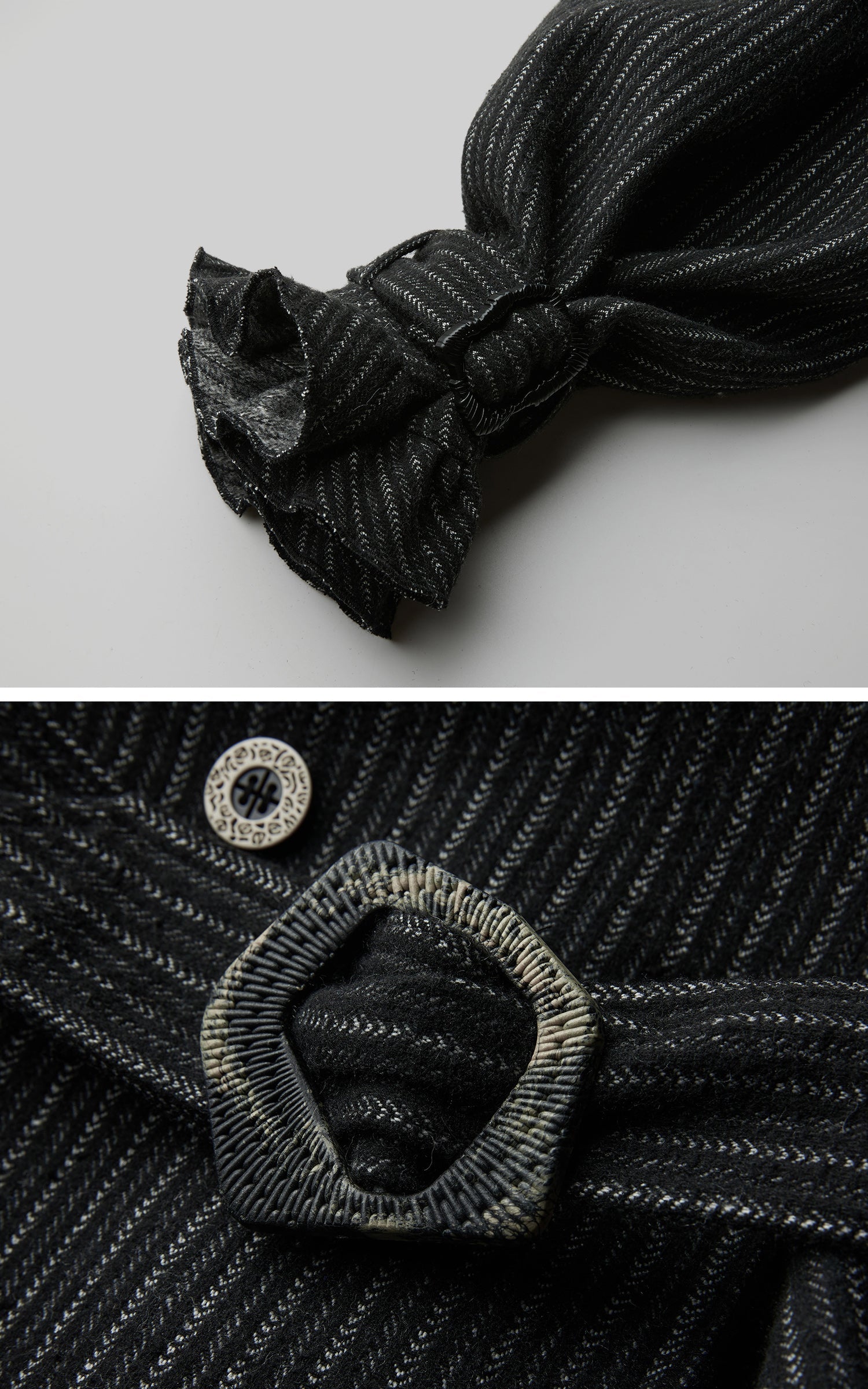 DOINDULGE Deconstructed Herringbone Wool Long Coat