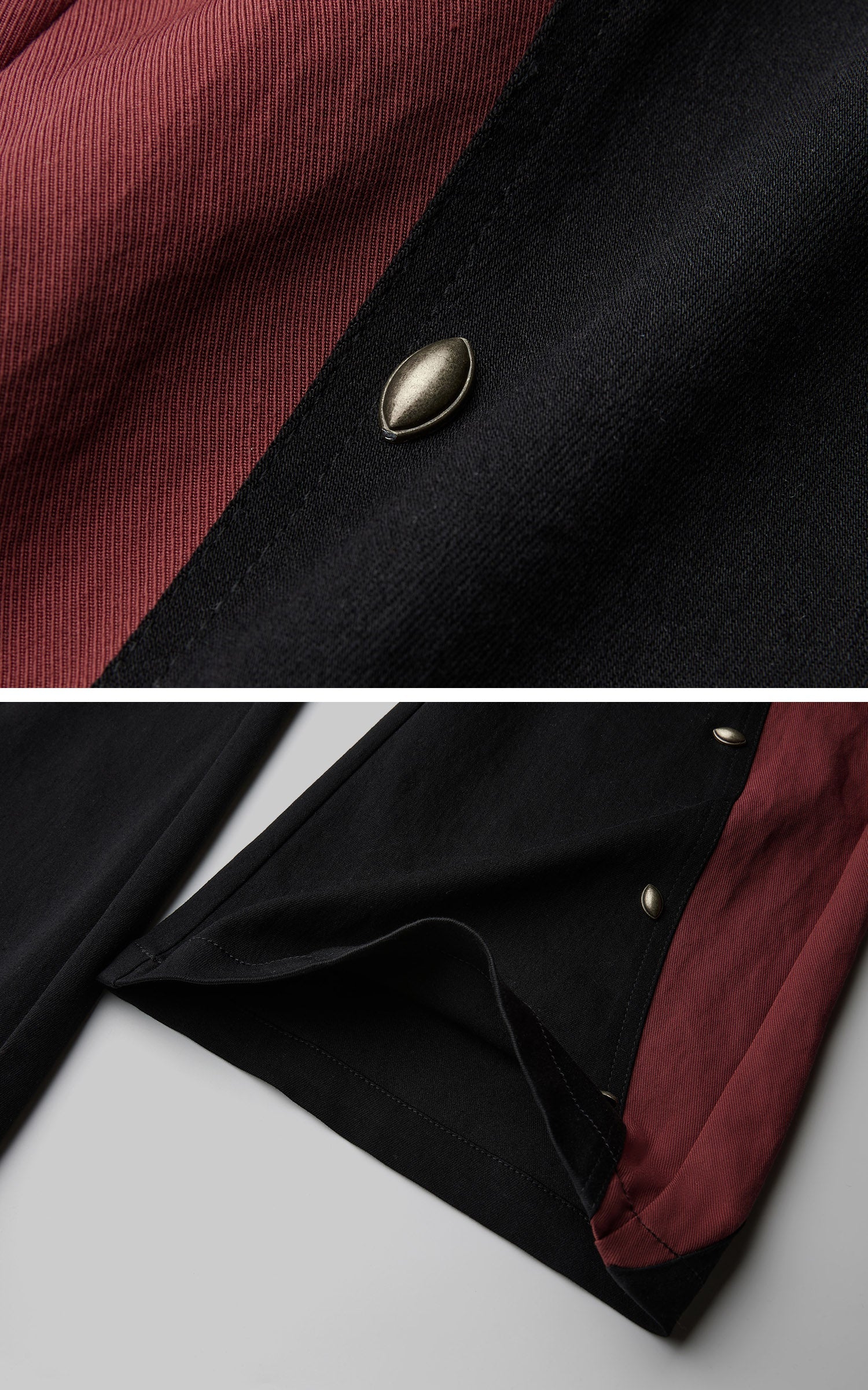 DOINDULGE Low-Rise Contrast Panel Flared Pants