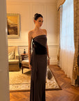 0122stepll Ensemble haut tube drapé asymétrique & jupe longue