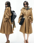 IAMXIAA Manteau trench en suédine drapé avec ceinture