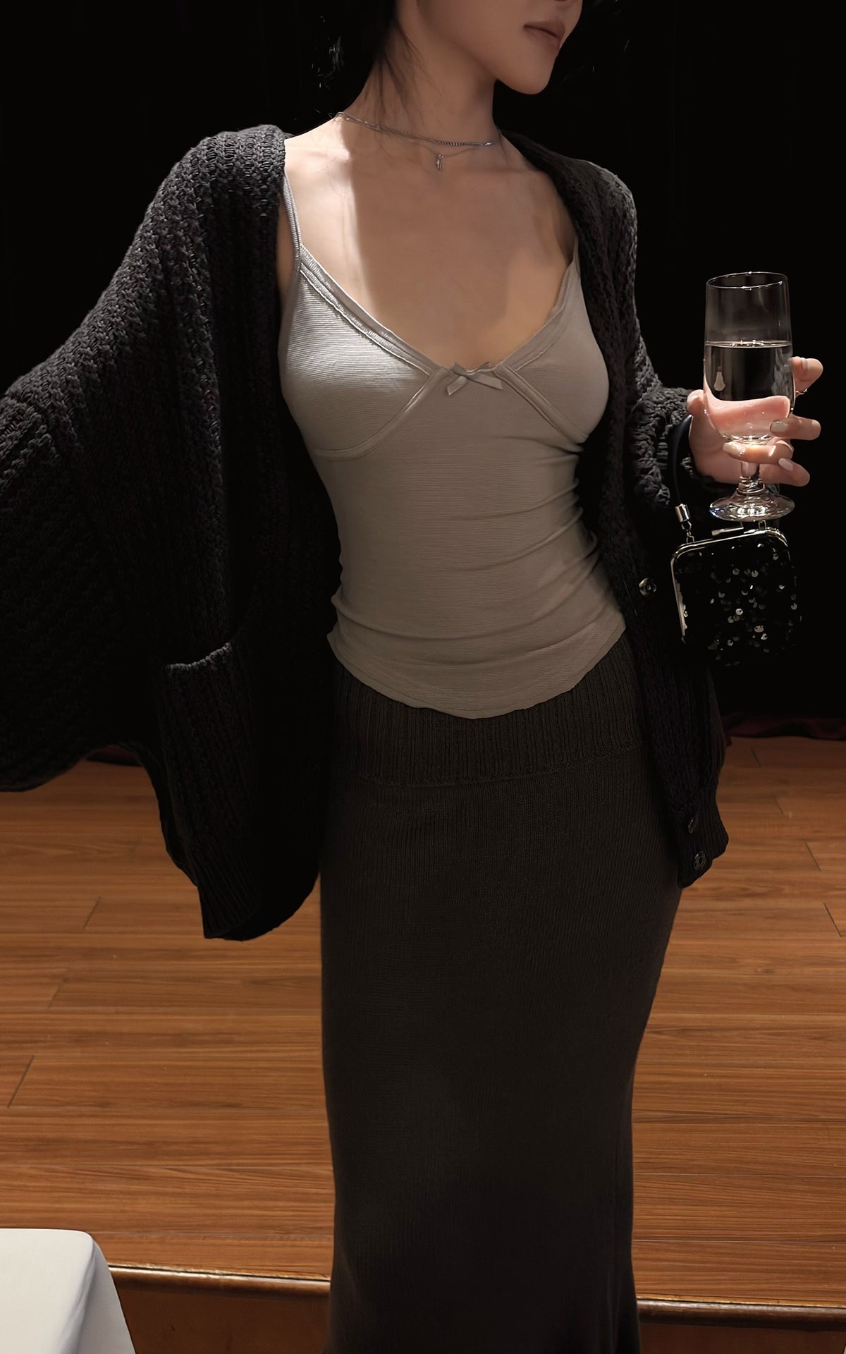 Hydrae Oversized Chunky Knit Cardigan &amp; Hooded Cape Set