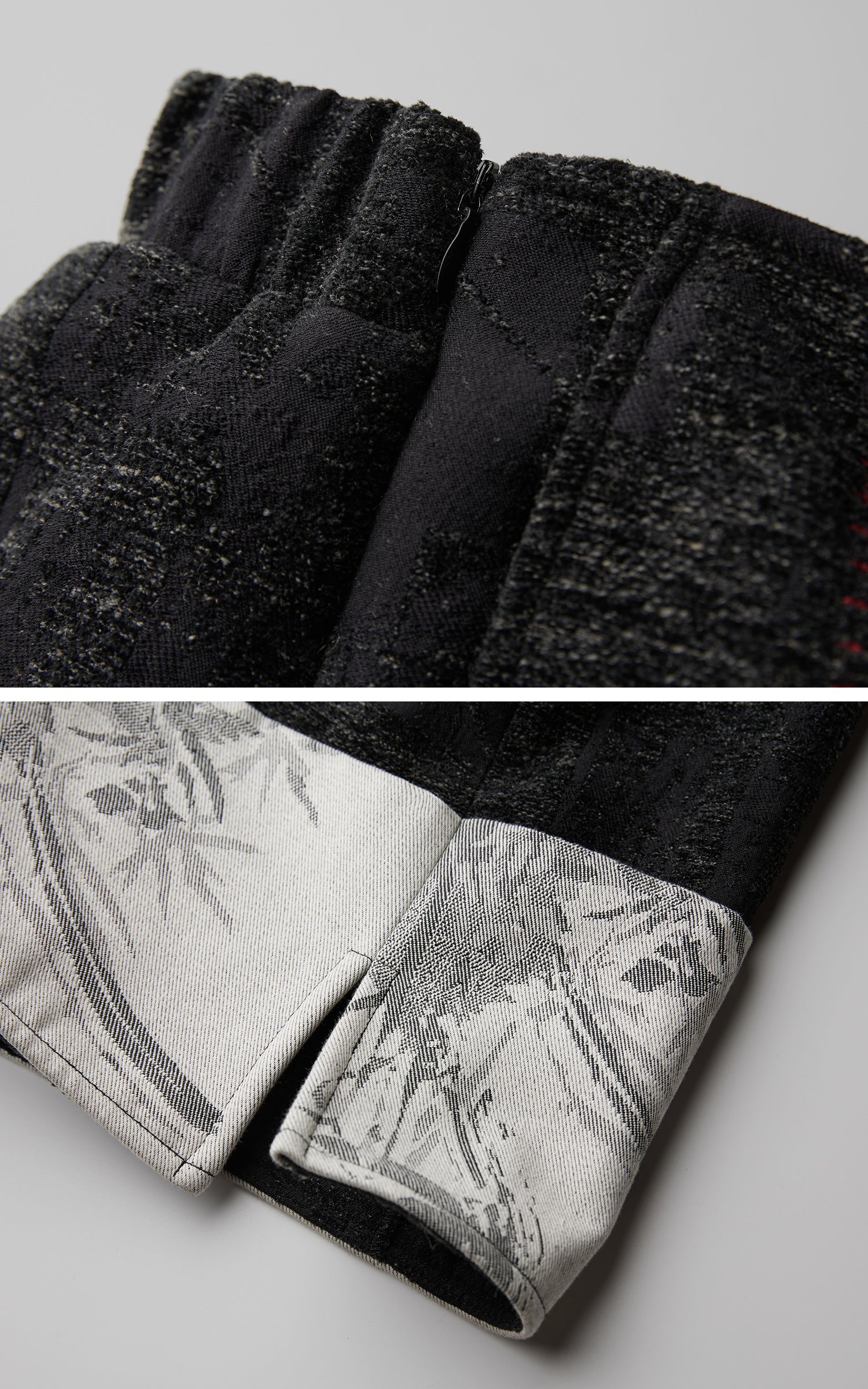 DOINDULGE Wide-Leg Textured Pants with Contrast Hem