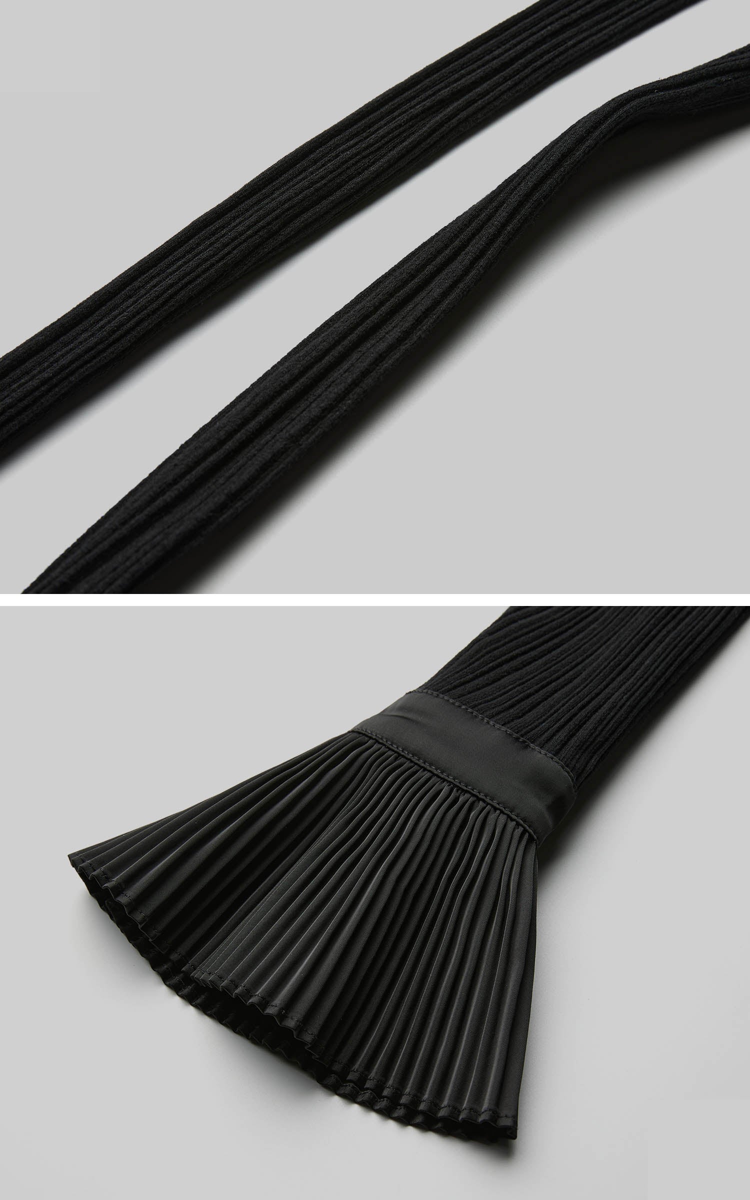 DOINDULGE Pleated Collar Flared Sleeve Ribbed Long Sleeve T-Shirt