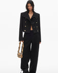 0122stepll High Collar Cropped Military Jacket