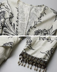 DOINDULGE Engraved Botanical Wrap Maxi Dress