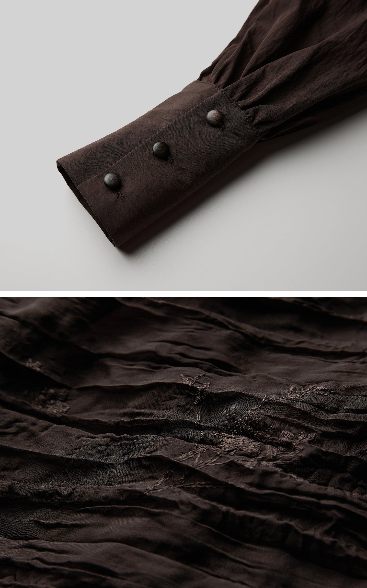 DOINDULGE Textured Ruched Shirt Dress