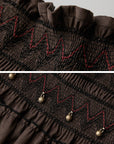 DOINDULGE Textured Tiered Maxi Skirt with Embroidery & Smocked Waist