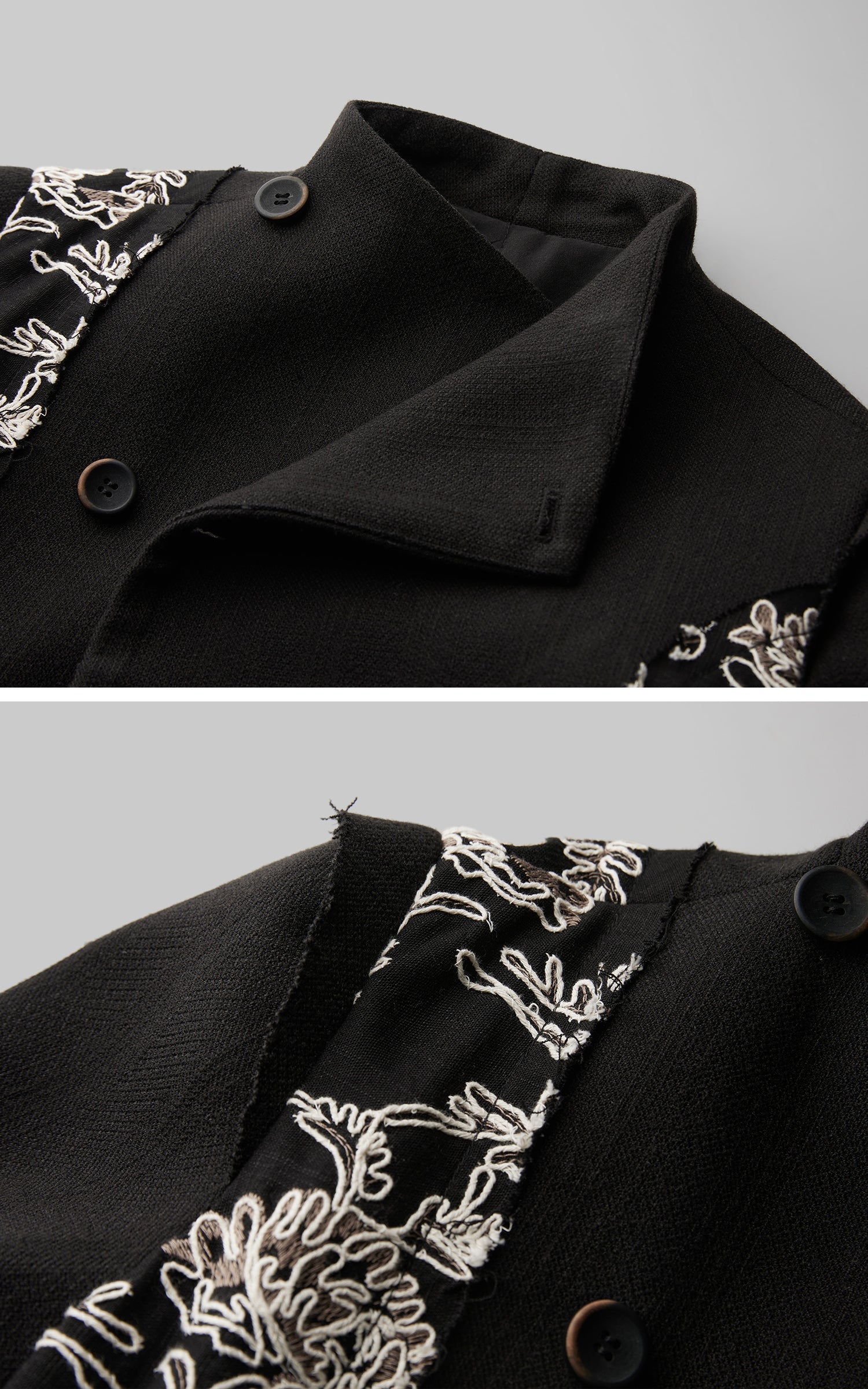 DOINDULGE Embroidered Asymmetric Long Coat