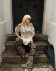 Rase le sol Exude Optimism Sheer Wide-Neck Long Sleeve Top