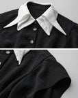 DOINDULGE Contrast Collar Puff Sleeve Blouse