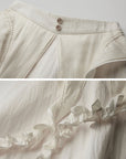 DOINDULGE Sculptural Ruffle Panel High-Waist Long Skirt