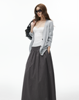IAMXIAA High-Rise Gathered Maxi Skirt with Raw Hem Detail