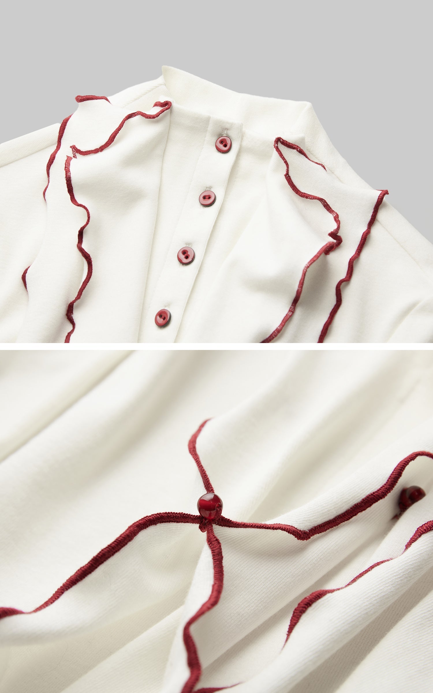 DOINDULGE Asymmetric Ruffled High-Neck Fitted Shirt