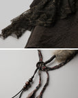 DOINDULGE Layered Asymmetric Skirt with Braided Belt and Fur Accent