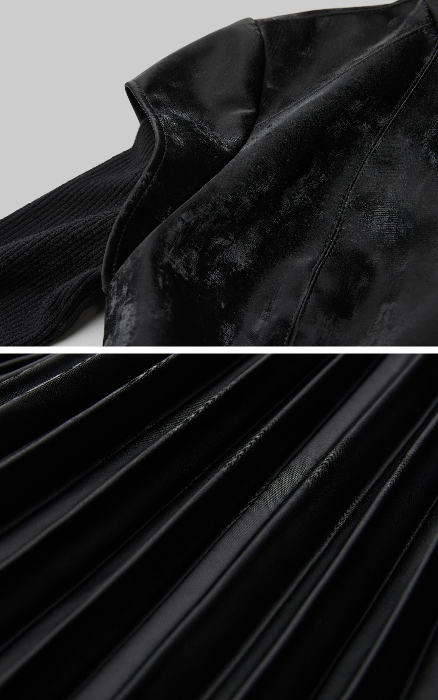 DOINDULGE Deconstructed High-Neck Pleated Dress