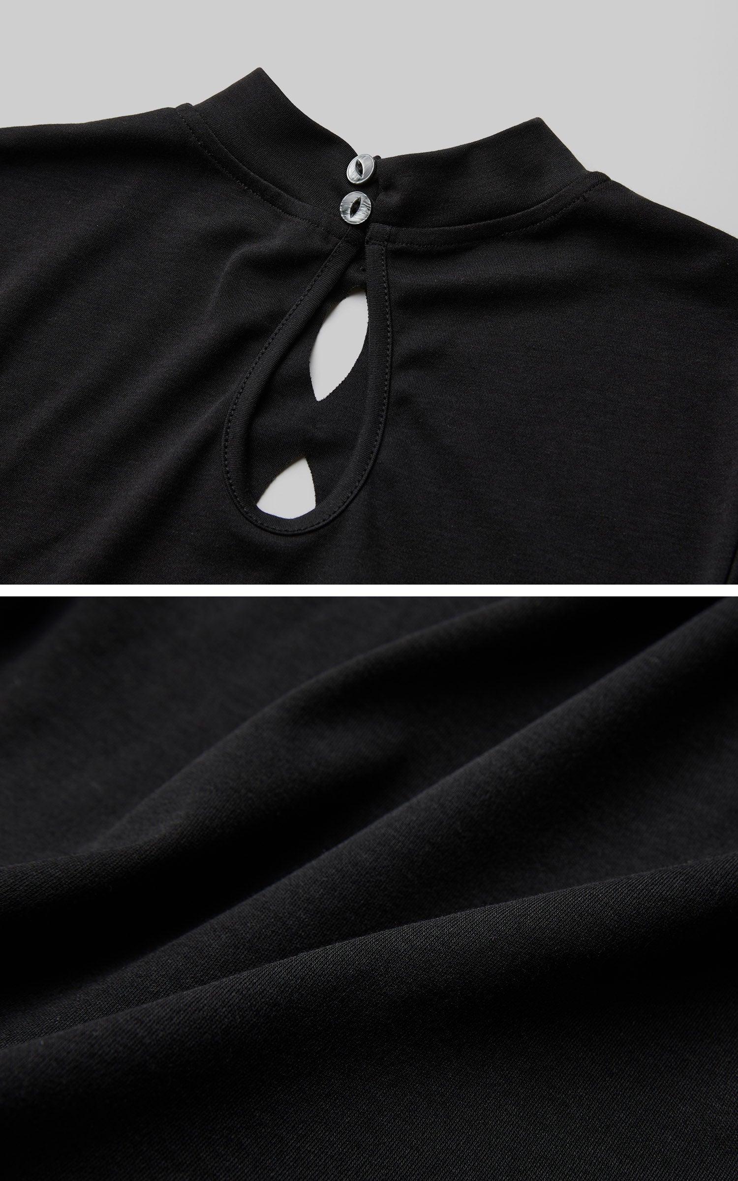 DOINDULGE Mock Neck Keyhole Fitted T-Shirt