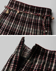 DOINDULGE Plaid Pleated Lace-Trim Mini Skirt
