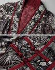 DOINDULGE Butterfly Print Wide Sleeve Maxi Kimono Robe
