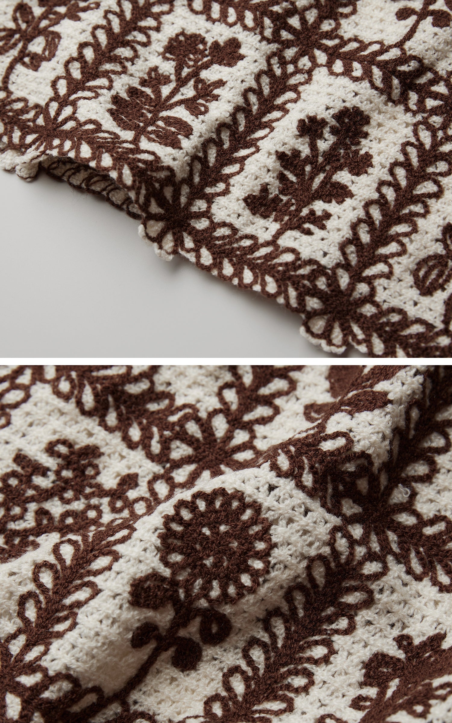 DOINDULGE Floral Grid Knit Sweater