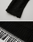 DOINDULGE Textured Fringe Knit Sweater