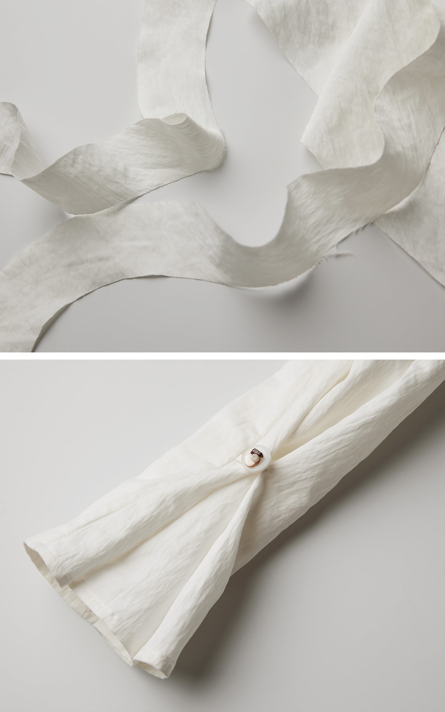 DOINDULGE Asymmetric Ruched High-Neck Shirt with Sculptural Draped Panels
