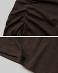 DOINDULGE Ruched Keyhole Maxi Dress in Dark Earth Tone