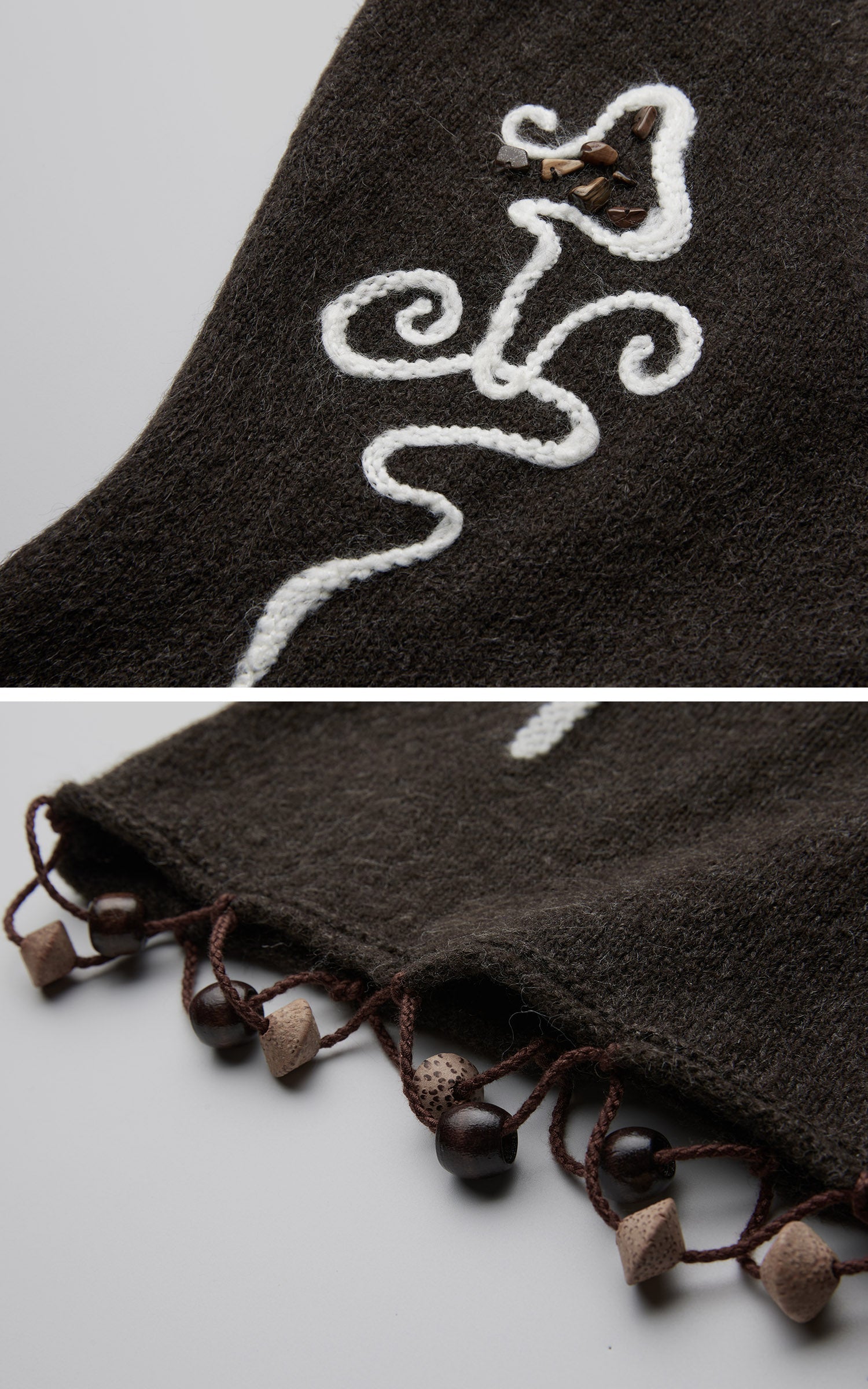 DOINDULGE V-Neck Halter Embroidered Knit Top