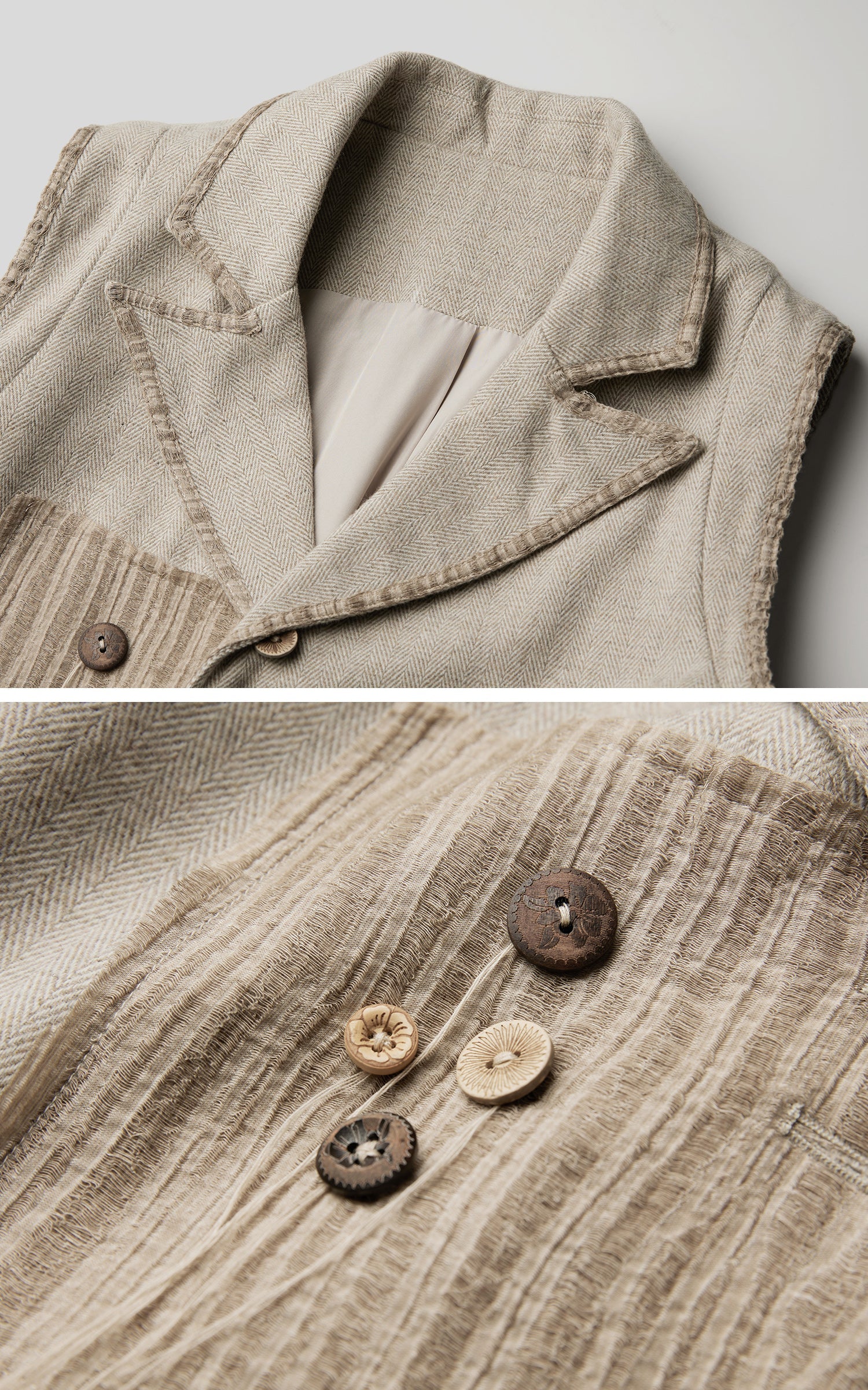 DOINDULGE Wool Patchwork Vest with Textured Panels