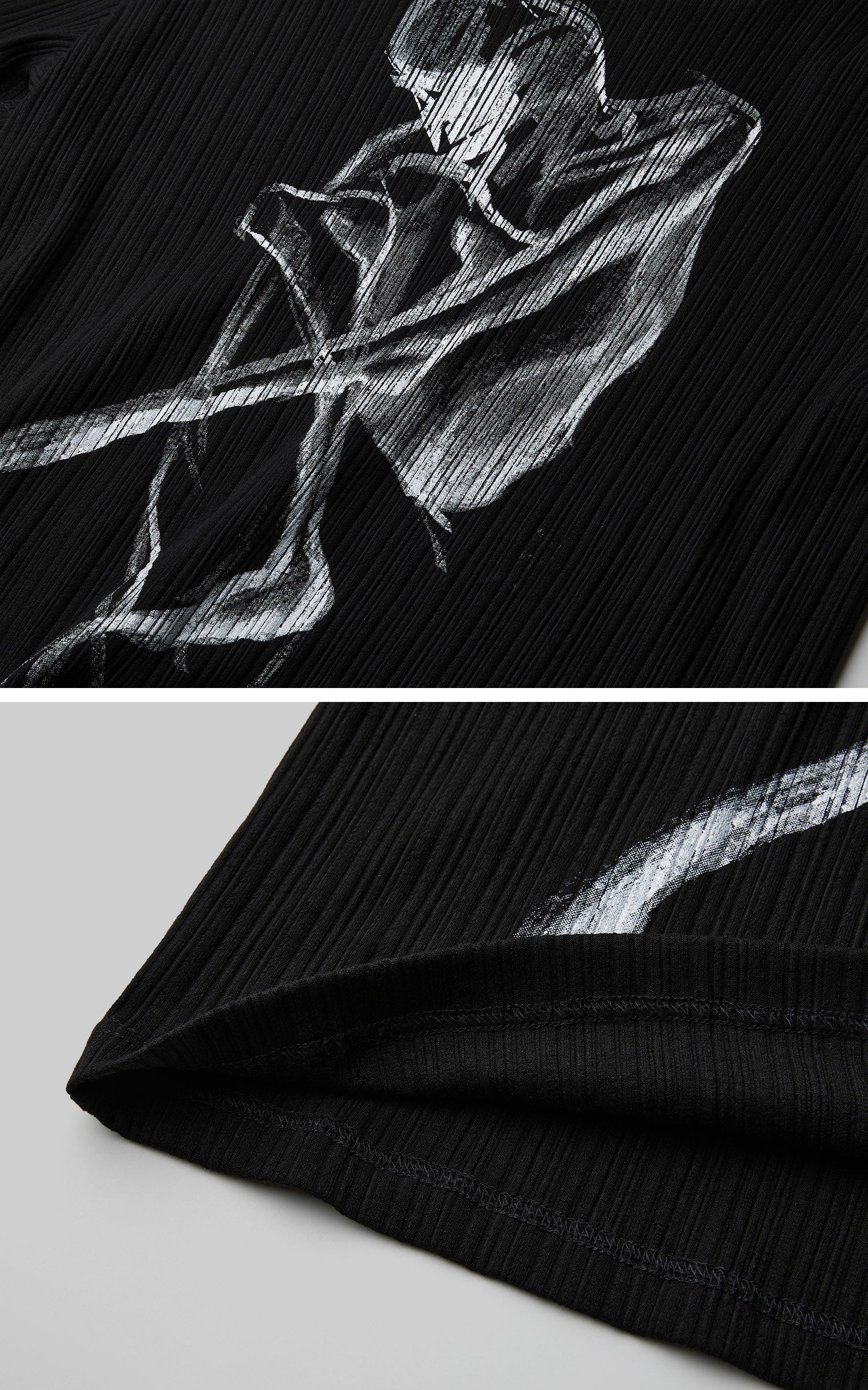 DOINDULGE High Stretch Ribbed Graphic T-Shirt