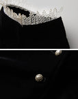 DOINDULGE Velvet Sculpted Jacket with Lace Collar & Antique Buttons