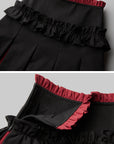 DOINDULGE Ruffle Waist Pleated Midi Skirt