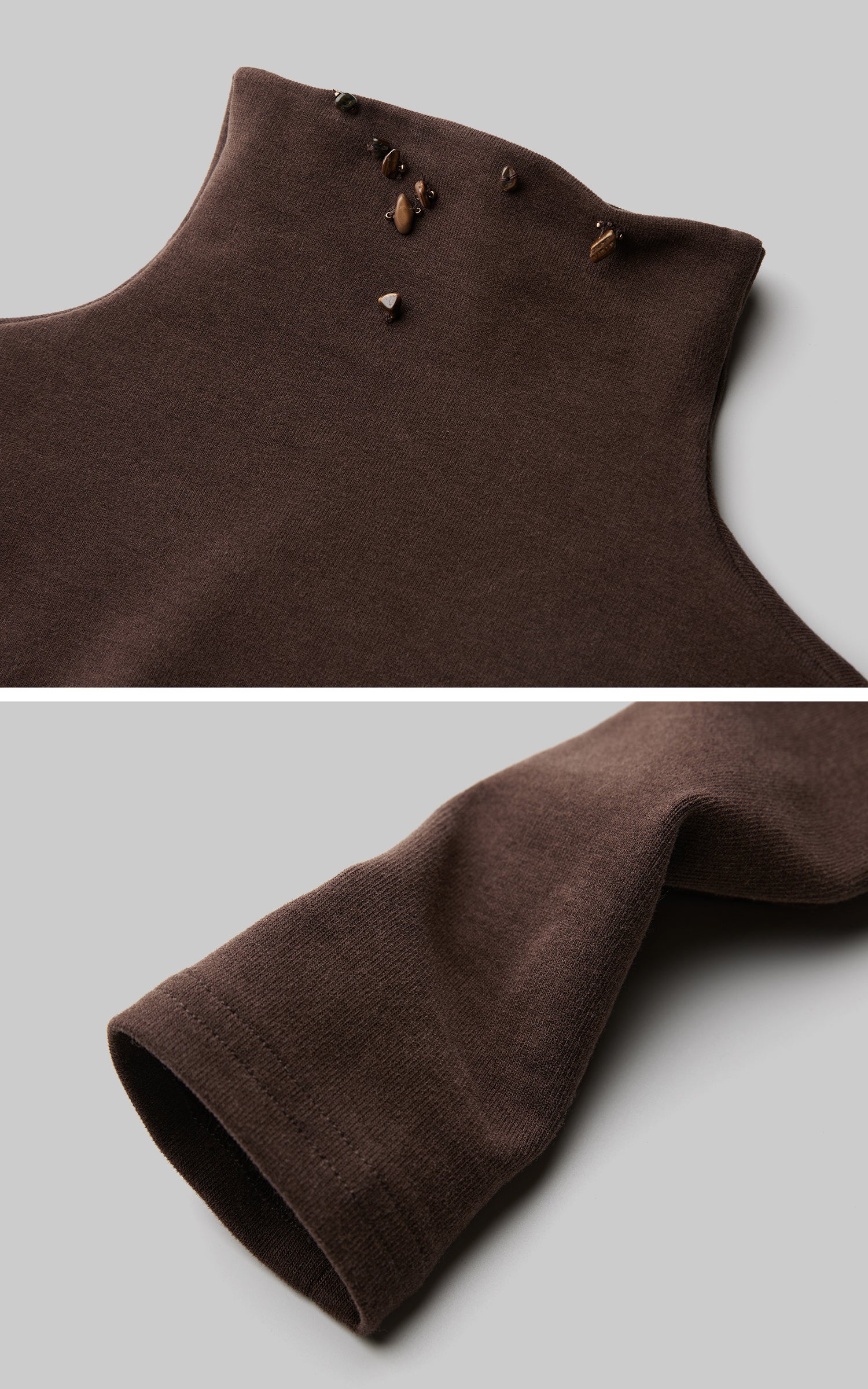 DOINDULGE Beaded Contour High-Neck Top