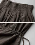 DOINDULGE Off-Shoulder Ruched Blouse with Beaded Drawstring