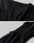 DOINDULGE Smocked Waist Ruffle Hem Blouse