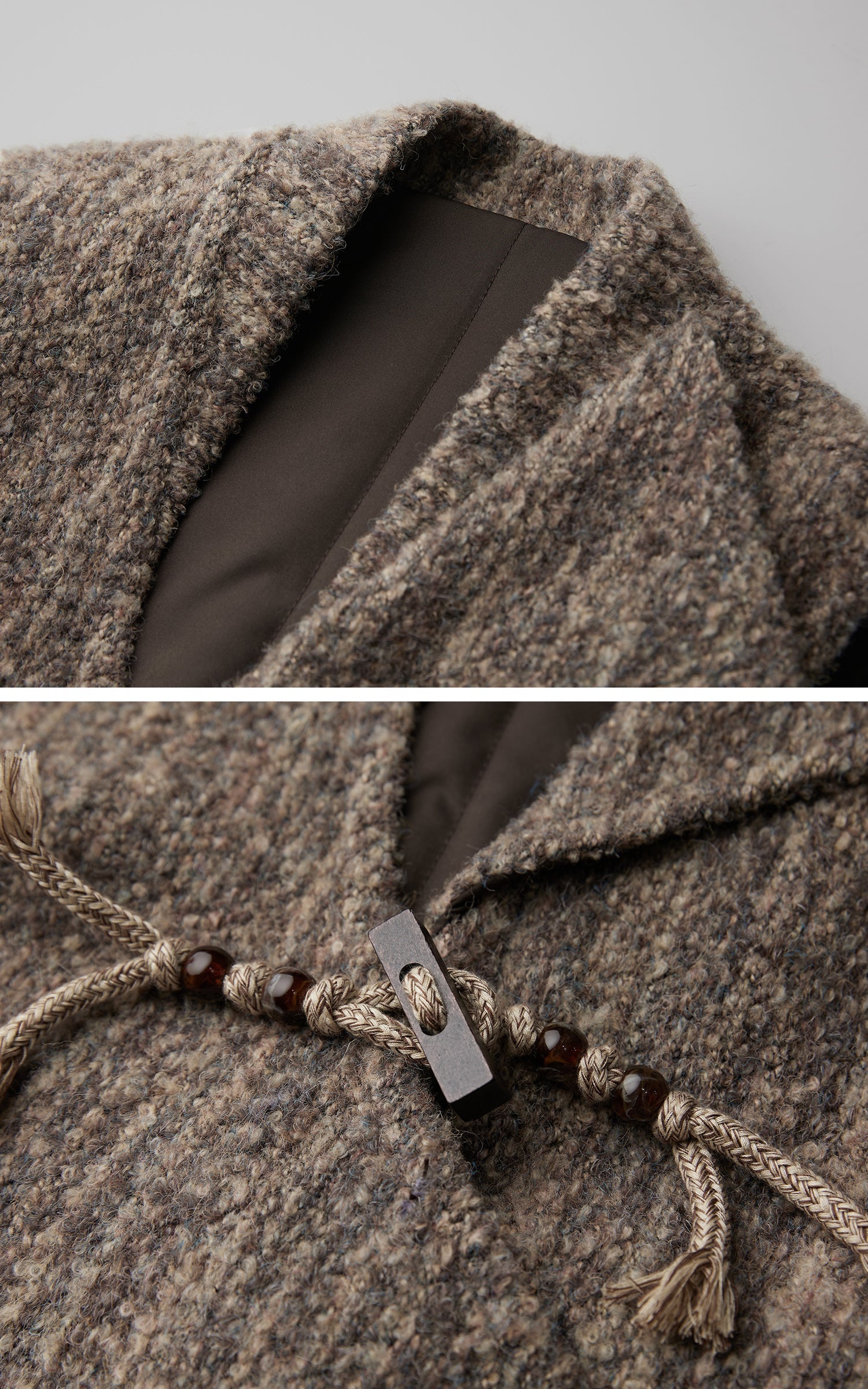 DOINDULGE Textured Wool Vest with Asymmetric Panels and Hand-Tied Toggle Details