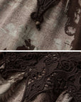 DOINDULGE Distressed Archive Print High Neck Long Sleeve Dress with Lace Waist Structure