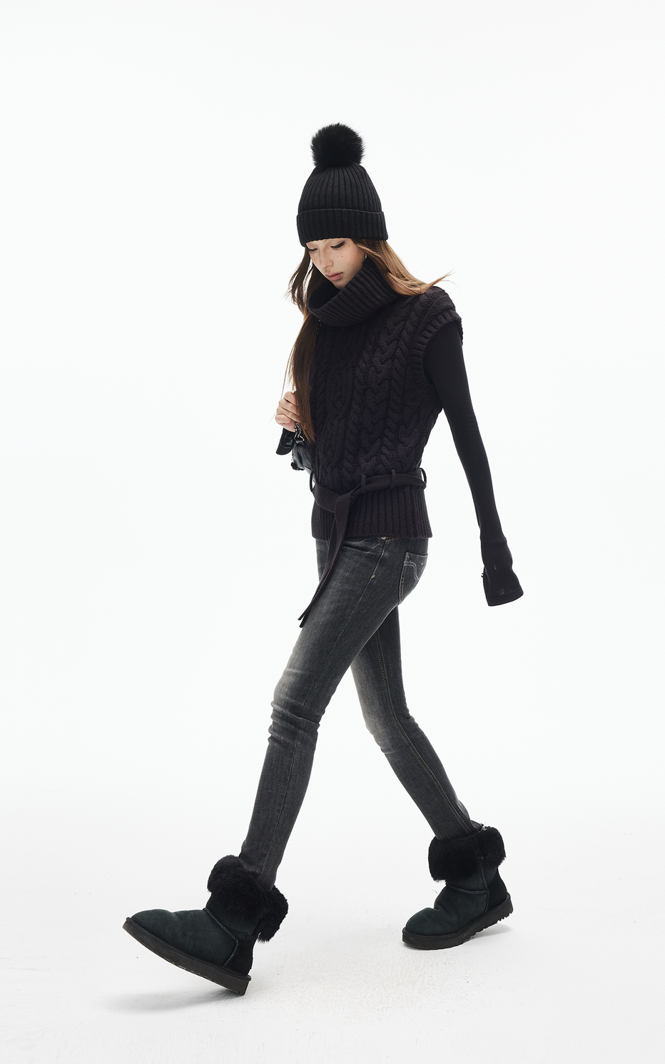 Cable-Knit Turtleneck Vest