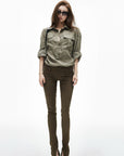 IAMXIAA Chemise Olive à Poches Utilitaires