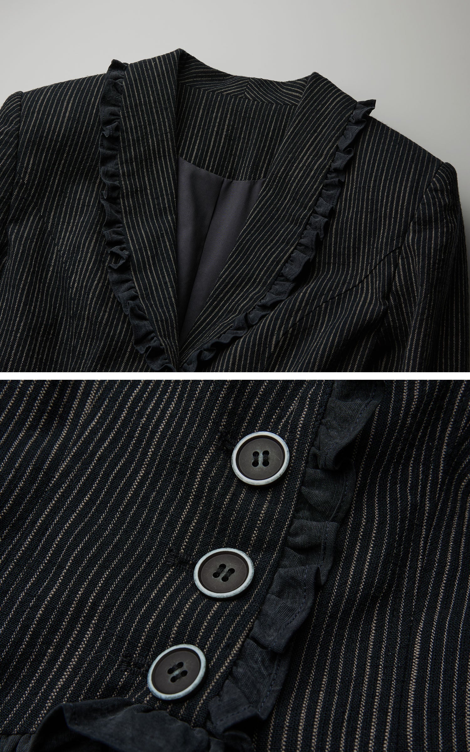 DOINDULGE Structured Pinstripe Tailored Gothic Maxi Dress