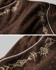 DOINDULGE Structured Embroidered Wide-Leg Trousers