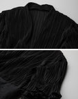 DOINDULGE Deep V Corset Waist Pleated Maxi Dress