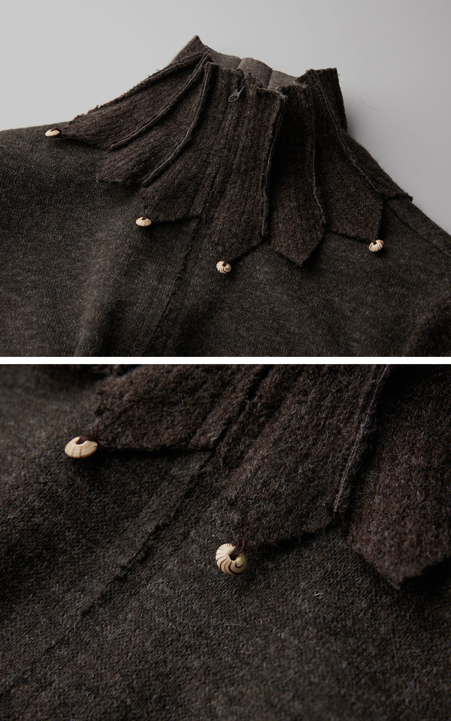 DOINDULGE Structured Wool Jacket with Raw-Edge Collar Detail
