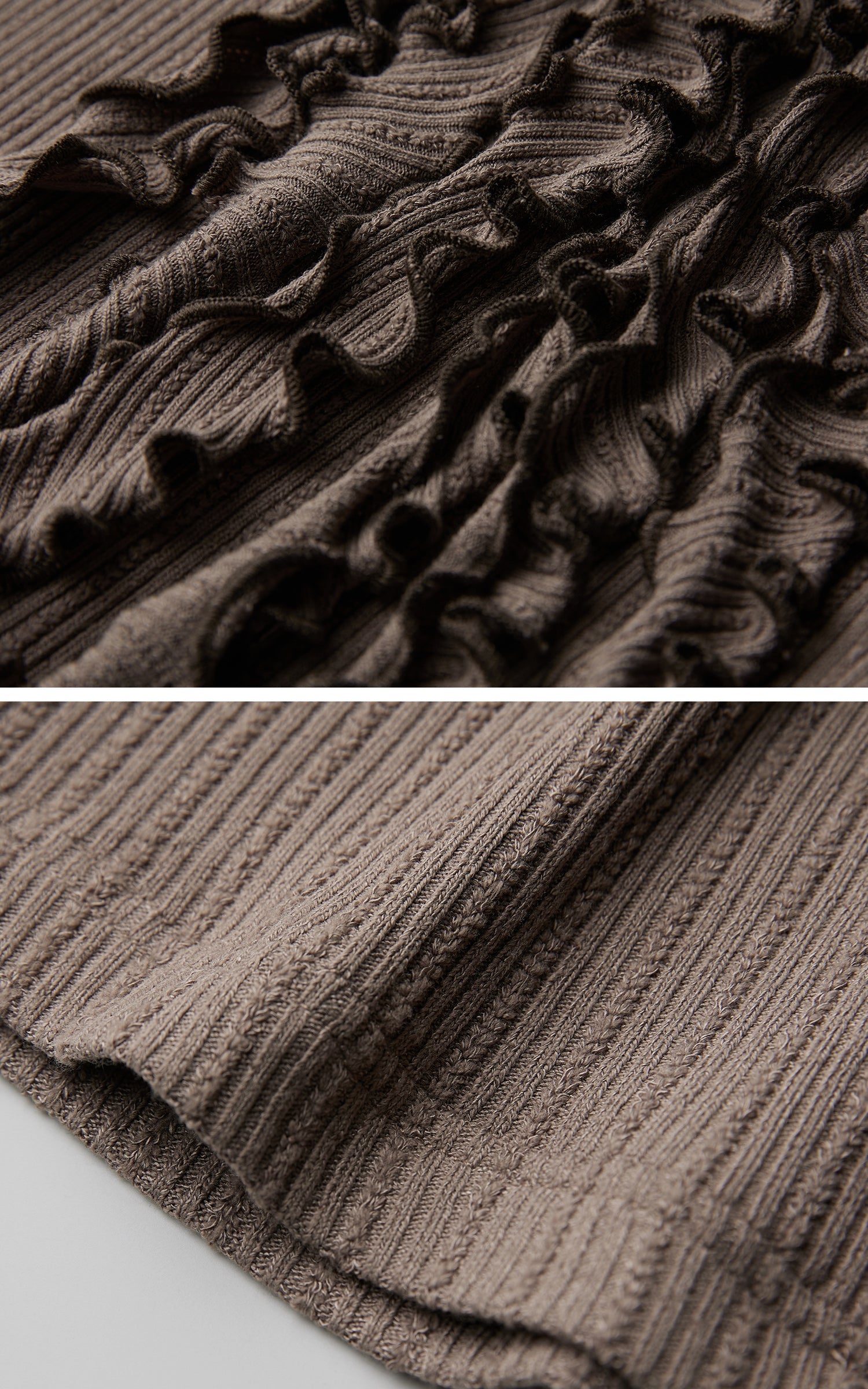 DOINDULGE Ruched High-Neck Rib Knit Top
