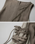 DOINDULGE Draped Pocket Panel Tank Maxi Dress