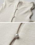 DOINDULGE Mock Neck Button Front Knit Top