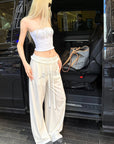 Rase le sol Rhinestone Logo Tube Top - PINKPARKS